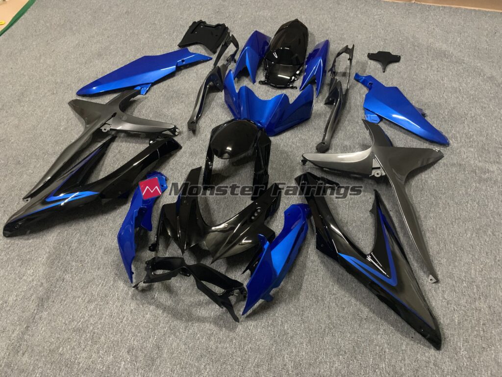 2008 - 2010 Suzuki GSXR Blue Green Logo fairing set - ABS injection, custom painted by Monster Fairings