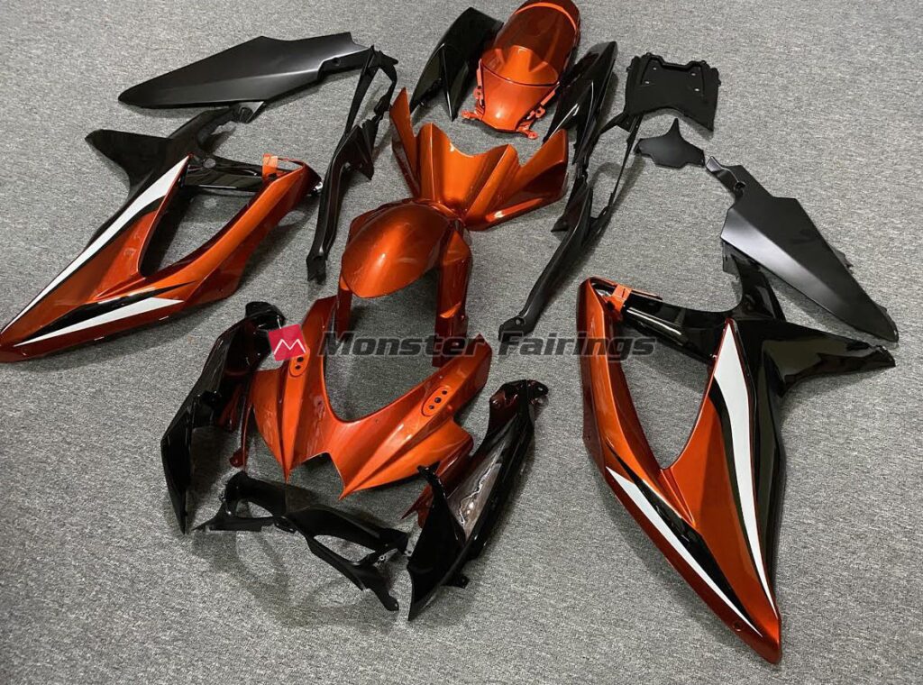 Suzuki GSXR custom ABS fairings 2008 - 2010 in Burnt Orange with White Decals - durable replacement kit, Monster Fairings