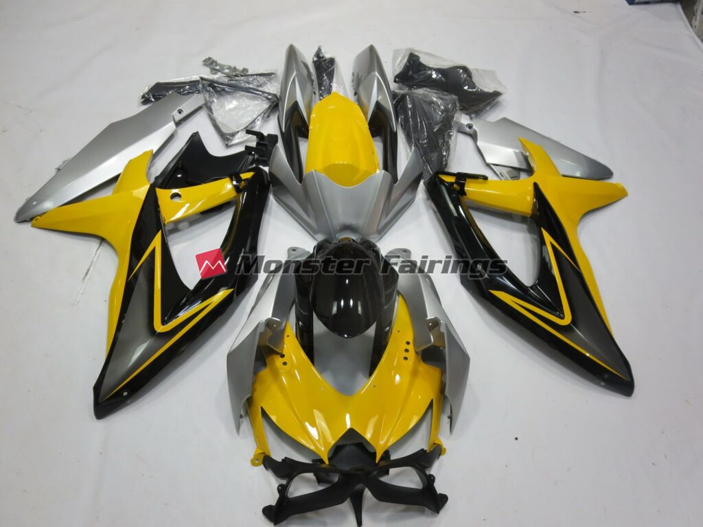 Suzuki GSXR 600 - 750 2008 - 2010 Yellow Black ABS fairings - custom motorcycle bodywork kit by Monster Fairings