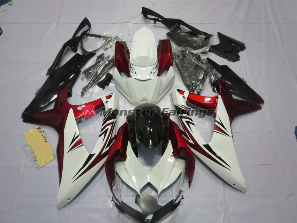 Suzuki GSXR 600 - 750 2008 - 2010 Red White Black ABS fairings - custom motorcycle bodywork kit by Monster Fairings