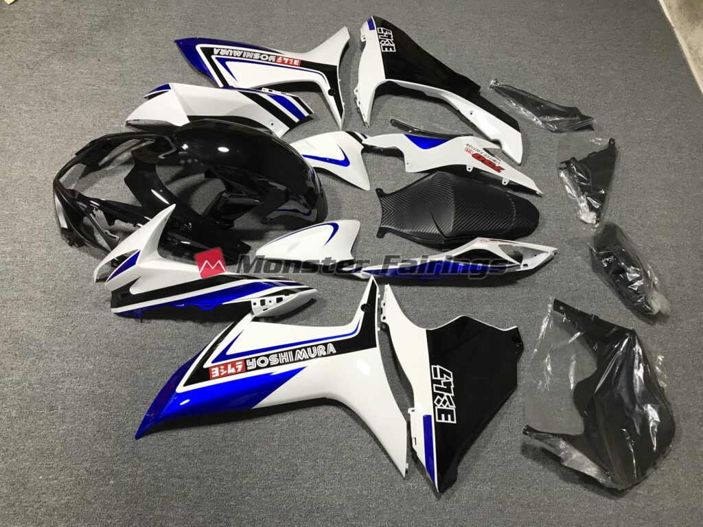 Gloss White & Blue with Black ABS fairings for Suzuki GSXR 600 - 750 2011 - 2025 - premium OEM fit kit by Monster Fairings