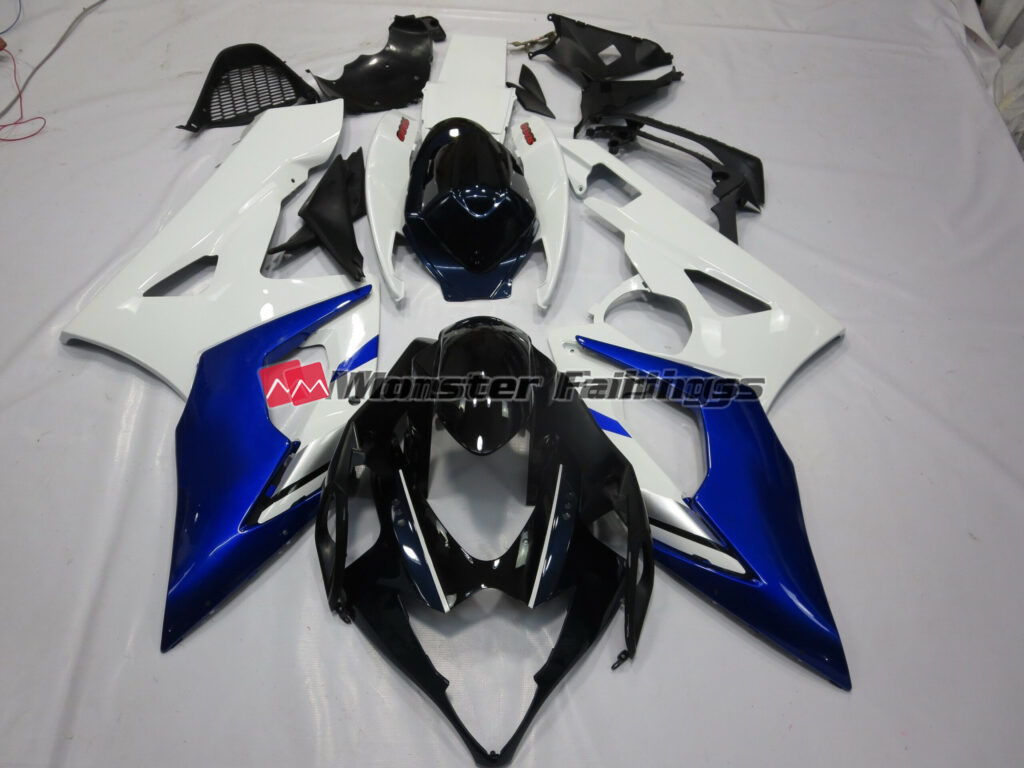 Suzuki GSXR 1000 2005 - 2006 Gloss White & Blue ABS fairings - custom motorcycle bodywork kit by Monster Fairings
