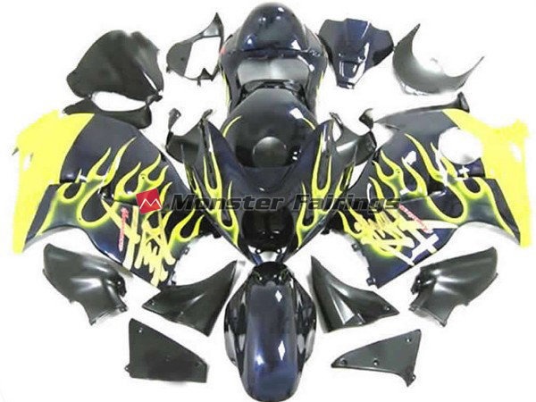 Suzuki GSXR1300 1997 - 2007 Yellow Flame ABS fairings - custom motorcycle bodywork kit by Monster Fairings