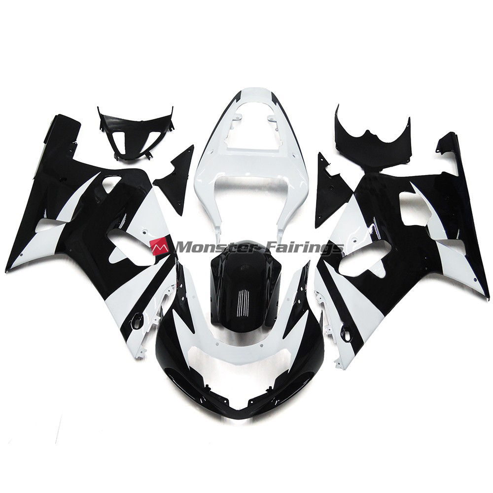 Suzuki GSXR 600 - 750 2001 - 2003 White and Black Style OEM ABS fairings - custom motorcycle bodywork kit by Monster Fairings