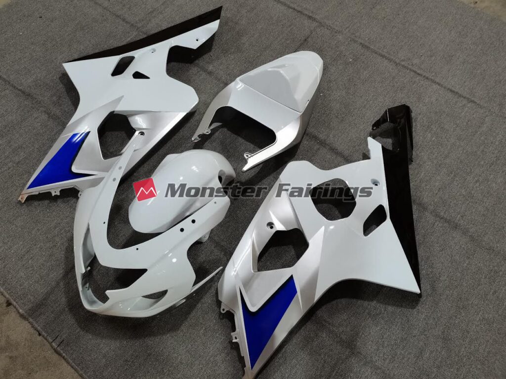 Blue, White and Silver Style ABS fairings for Suzuki GSXR 600 - 750 2004 - 2005 - premium OEM fit kit by Monster Fairings