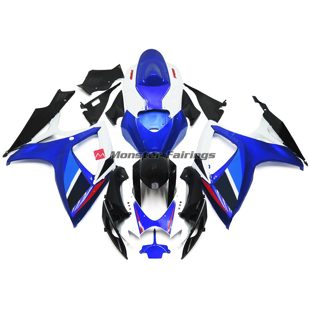 Suzuki GSXR 600 - 750 2006 - 2007 Light Blue and Deep Blue OEM Style w Red ABS fairings - custom motorcycle bodywork kit by Monster Fairings