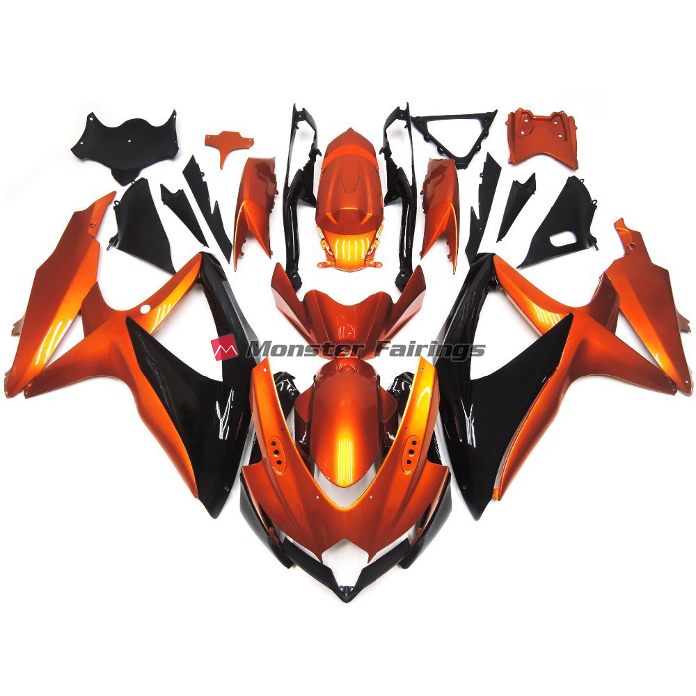 Suzuki GSXR 600 - 750 2008 - 2010 Bronze Orange and Black ABS fairings - custom motorcycle bodywork kit by Monster Fairings