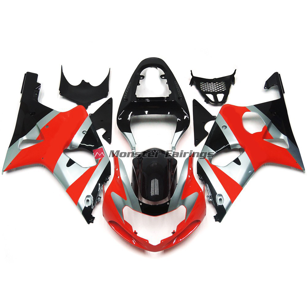 Suzuki GSXR 1000 2000 - 2002 Gloss Red OEM ABS fairings - custom motorcycle bodywork kit by Monster Fairings