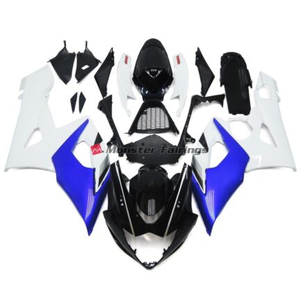 Suzuki GSXR 1000 2005 - 2006 Gloss White with Blue ABS fairings - custom motorcycle bodywork kit by Monster Fairings