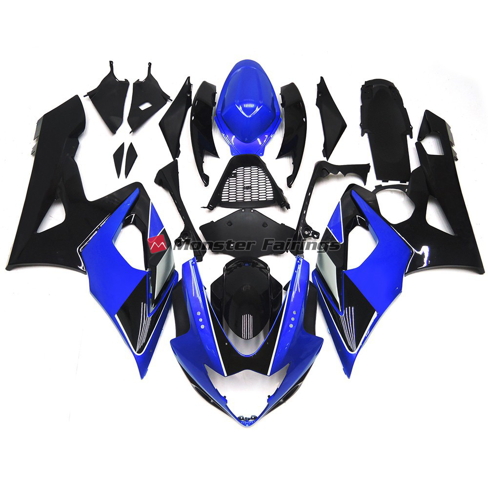 Suzuki GSXR 1000 2005 - 2006 Gloss Blue with Black ABS fairings - custom motorcycle bodywork kit by Monster Fairings
