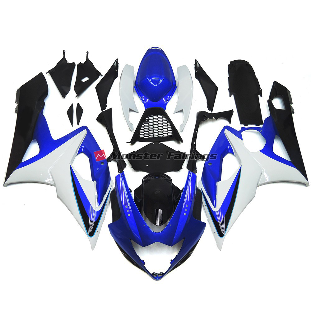 Suzuki GSXR 1000 2005 - 2006 Gloss Blue & White ABS fairings - custom motorcycle bodywork kit by Monster Fairings