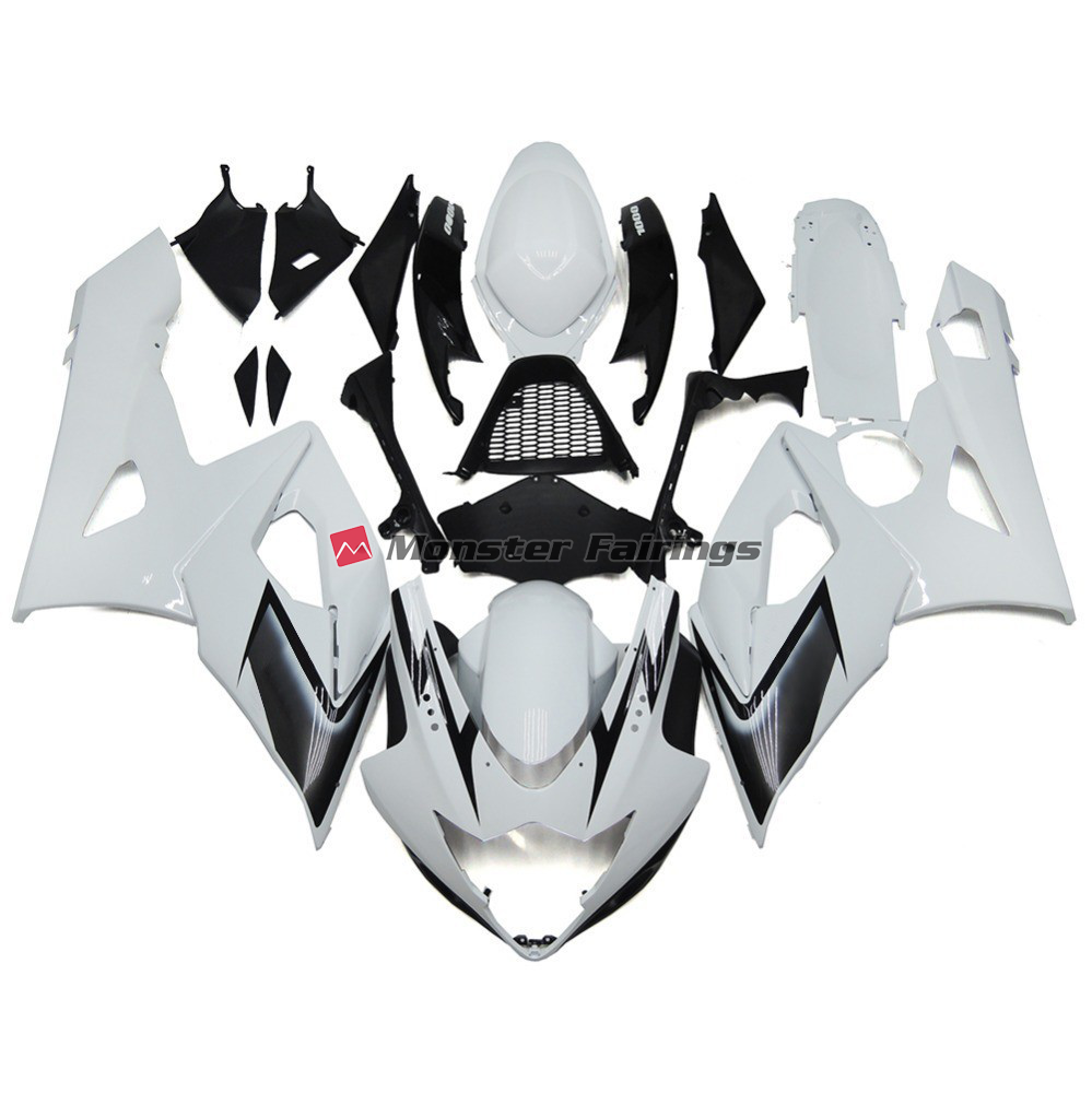 Suzuki GSXR 1000 2005 - 2006 Gloss White & Black ABS fairings - custom motorcycle bodywork kit by Monster Fairings