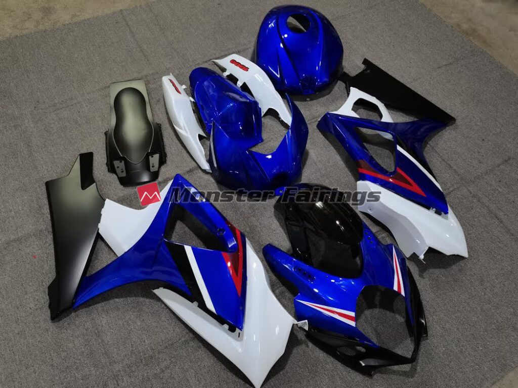 Gloss Blue & White OEM ABS fairings for Suzuki GSXR 1000 2007 - 2008 - premium OEM fit kit by Monster Fairings