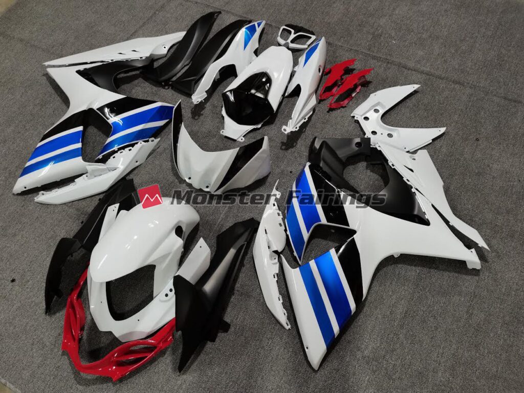 White, Blue and Red Style ABS fairings for Suzuki GSXR 1000 2009 - 2016 - premium OEM fit kit by Monster Fairings