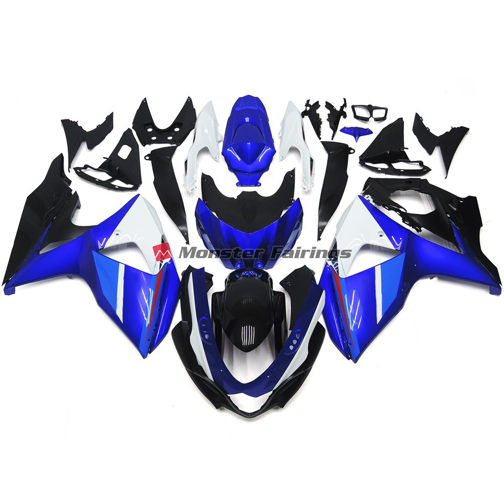 Suzuki GSXR 1000 2009 - 2016 Solid Gloss Black Red Logos & Black Lower Parts ABS fairings - custom motorcycle bodywork kit by Monster Fairings