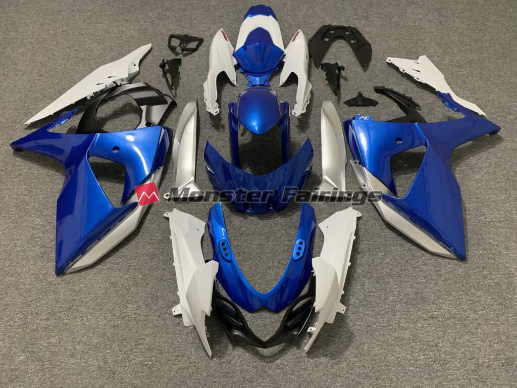 Suzuki GSXR 1000 2009 - 2016 Light Blue with White ABS fairings - custom motorcycle bodywork kit by Monster Fairings