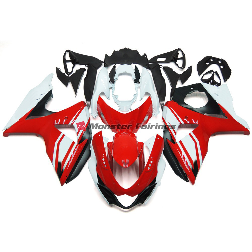 Suzuki GSXR 1000 2009 - 2016 Red Gloss with Black Style ABS fairings - custom motorcycle bodywork kit by Monster Fairings