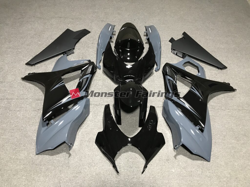 Suzuki GSXR custom ABS fairings 2007 - 2008 in Gloss Nardo & and Black OEM - durable replacement kit, Monster Fairings