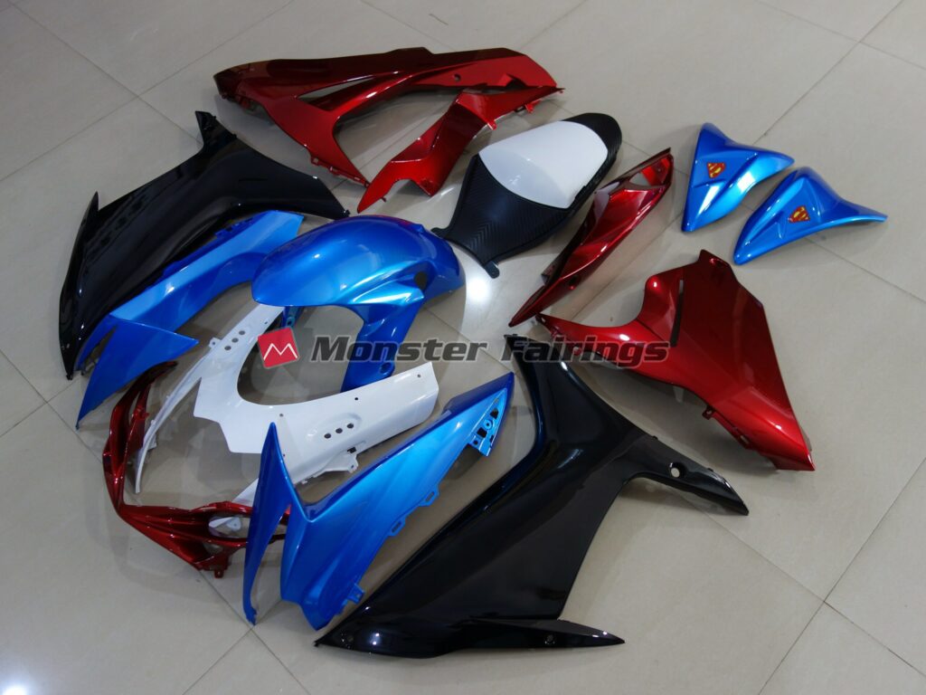 Blue, Black & Red ABS fairings for Suzuki GSXR 600 - 750 2011 - 2025 - premium OEM fit kit by Monster Fairings