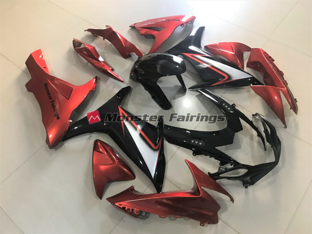 Gloss Black with Vibrant Orange ABS fairings for Suzuki GSXR 600 - 750 2011 - 2025 - premium OEM fit kit by Monster Fairings
