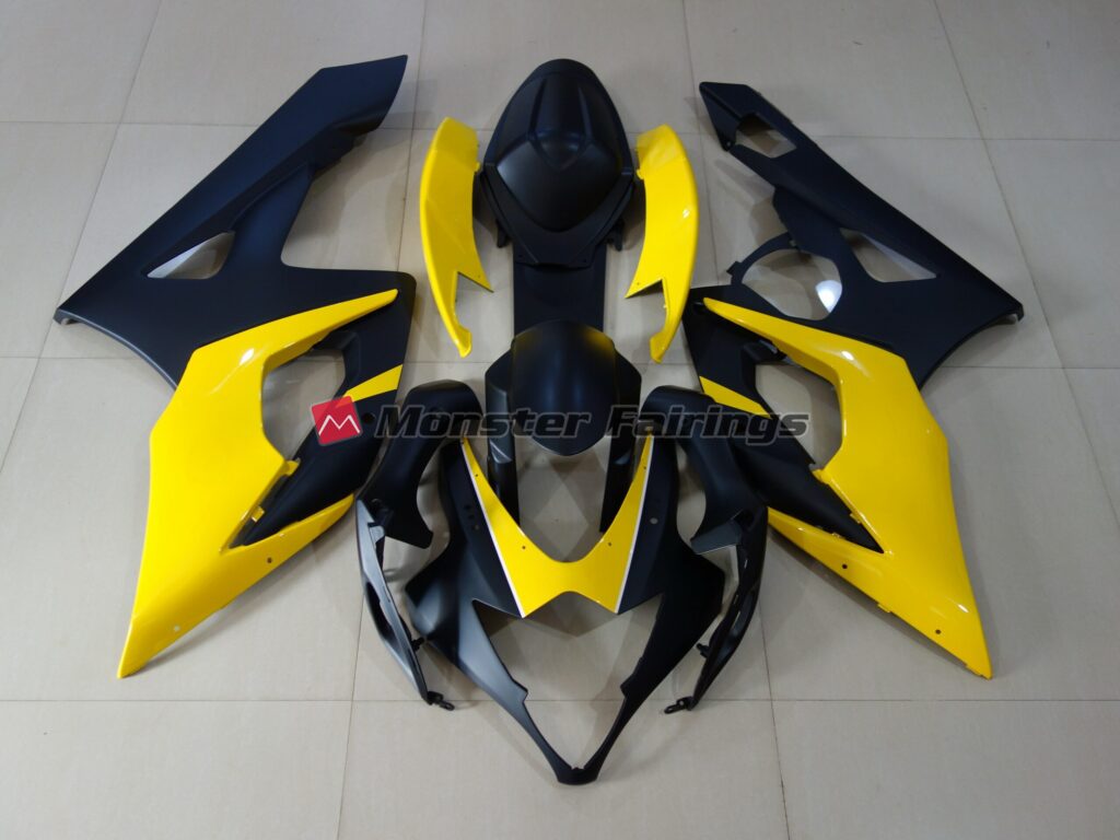 Suzuki GSXR 1000 2005 - 2006 Matte Black Yellow ABS fairings - custom motorcycle bodywork kit by Monster Fairings