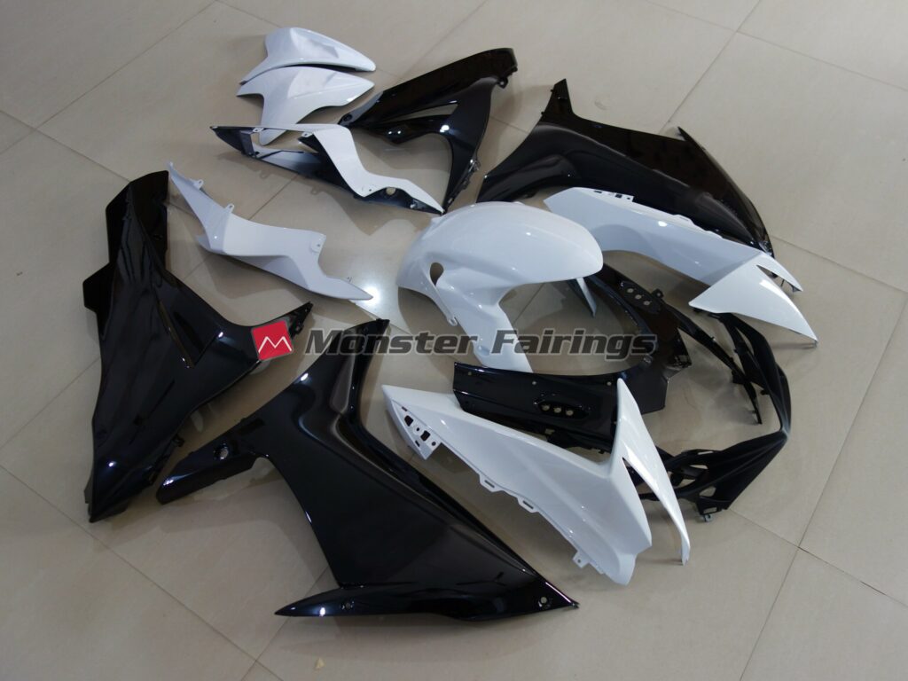 Gloss White and Black ABS fairings for Suzuki GSXR 600 - 750 2011 - 2025 - premium OEM fit kit by Monster Fairings