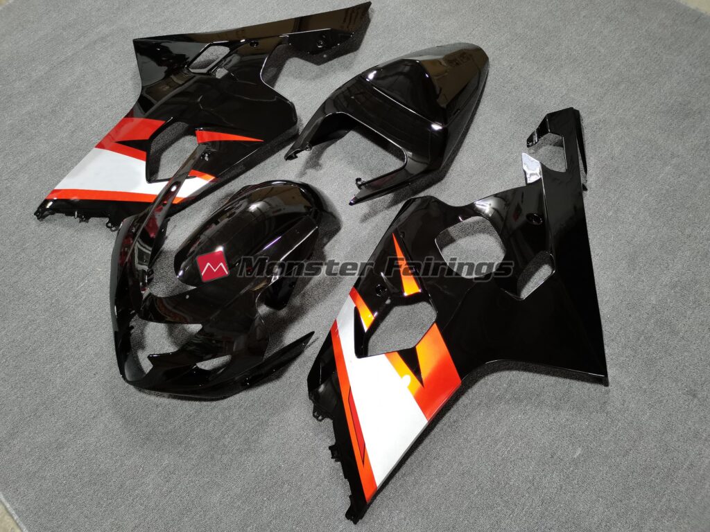 Suzuki GSXR custom ABS fairings 2004 - 2005 Gloss Black Orange - durable replacement kit, Monster Fairings
