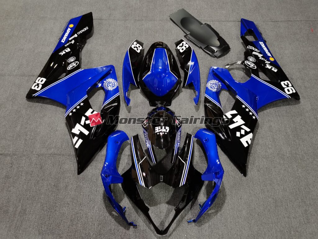 Suzuki GSXR 1000 2005 - 2006 Gloss Blue Black Custom ABS fairings - custom motorcycle bodywork kit by Monster Fairings