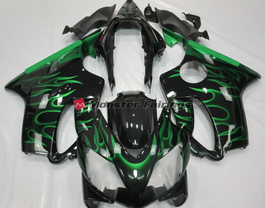 Honda CBR600 F4i 2004 - 2007 Light Green Flame ABS fairings - custom motorcycle bodywork kit by Monster Fairings