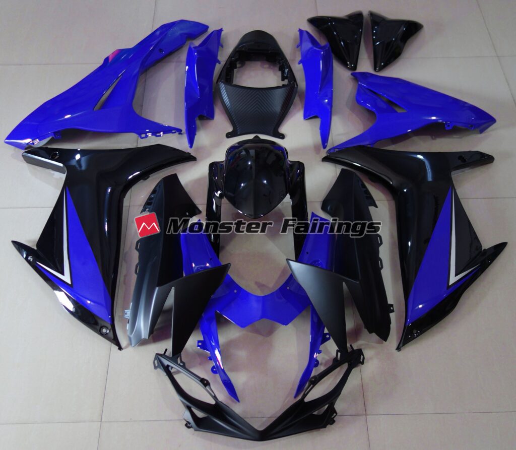 Suzuki GSXR 600 - 750 2011 - 2025 Gloss Blue and Black ABS fairings - custom motorcycle bodywork kit by Monster Fairings