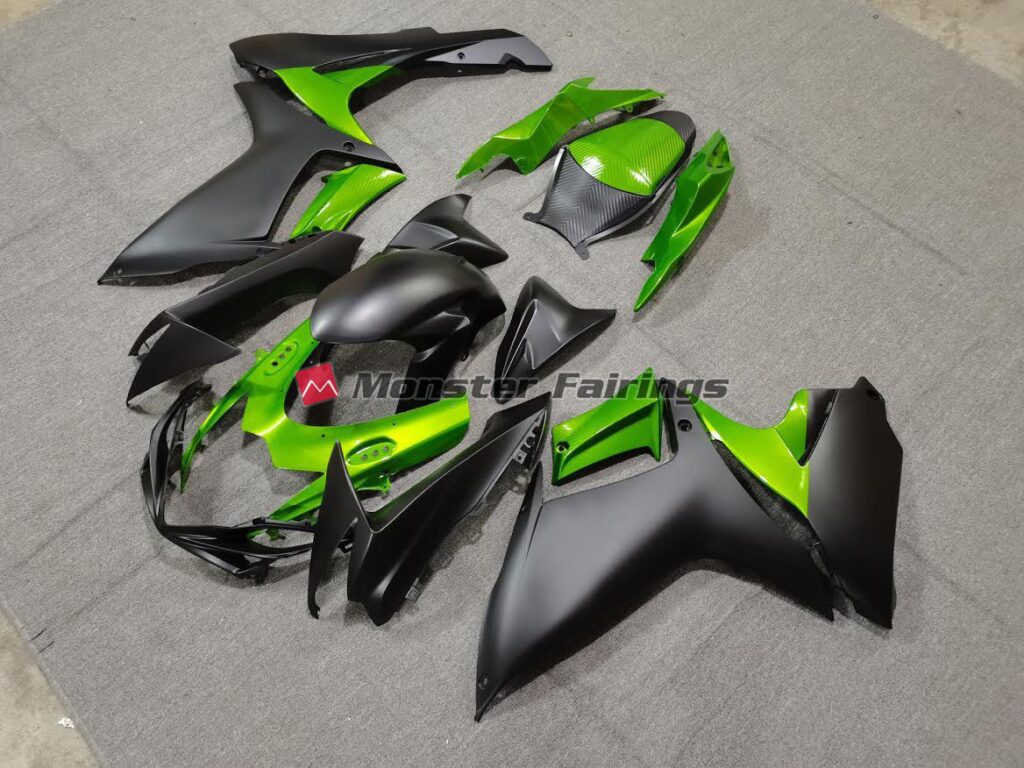 Matte Black and Green ABS fairings for Suzuki GSXR 600 - 750 2011 - 2025 - premium OEM fit kit by Monster Fairings
