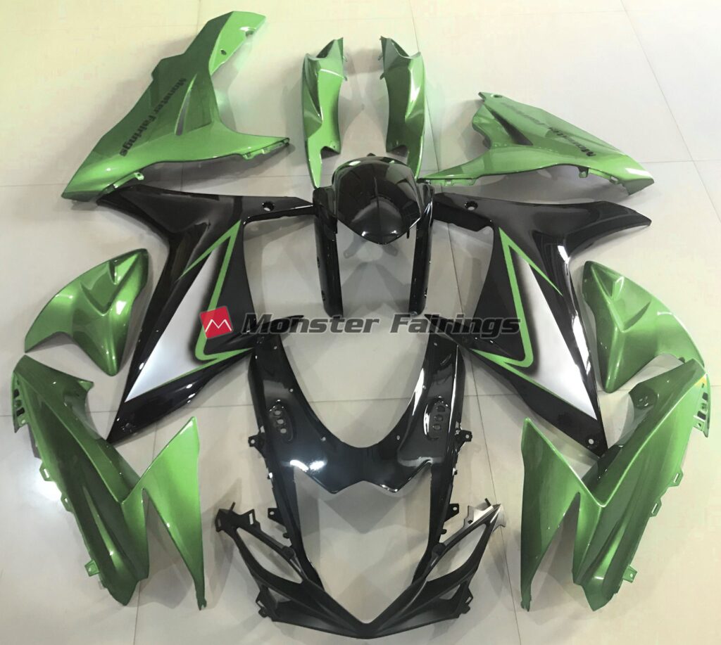 Suzuki GSXR 600 - 750 2011 - 2025 Gloss Green Edges ABS fairings - custom motorcycle bodywork kit by Monster Fairings
