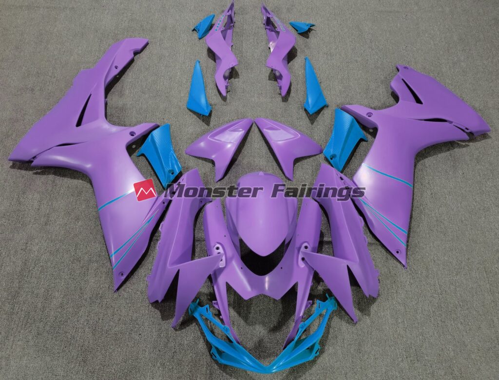 Suzuki GSXR 600 - 750 2011 - 2025 Matte Purple with Blue ABS fairings - custom motorcycle bodywork kit by Monster Fairings