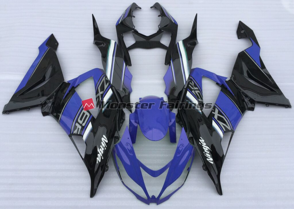 Kawasaki ZX6R 2013 - 2018 Gloss Blue and Black ABS fairings - custom motorcycle bodywork kit by Monster Fairings