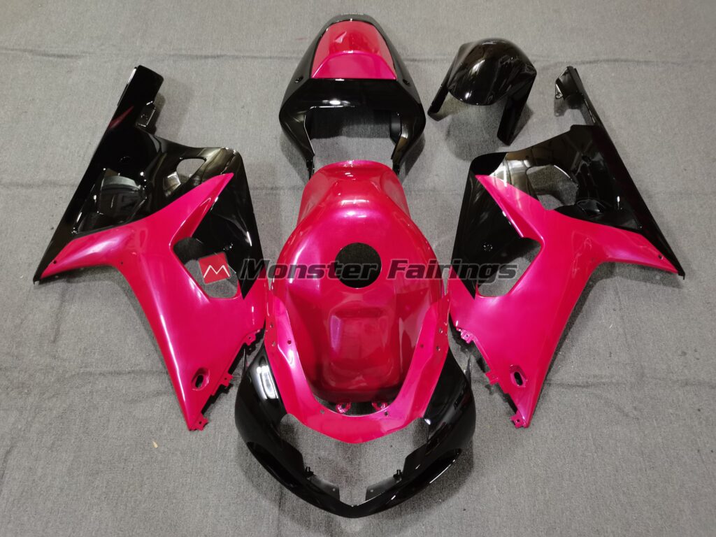 Suzuki GSXR 600 - 750 2001 - 2003 Gloss Pink and Black ABS fairings - custom motorcycle bodywork kit by Monster Fairings