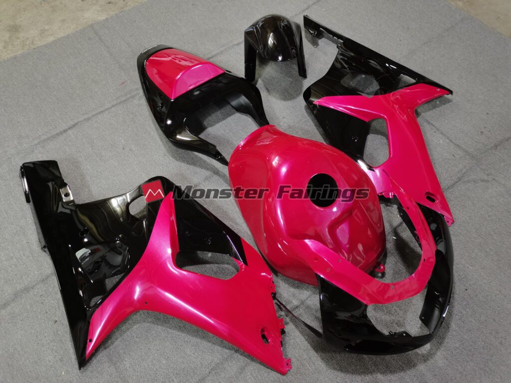 Suzuki GSXR custom ABS fairings 2001 - 2003 in Gloss Pink and Black - durable replacement kit, Monster Fairings
