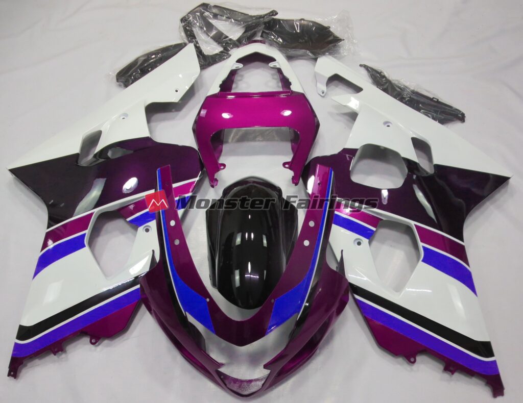 Suzuki GSXR 600 - 750 2004 - 2005 Gloss Pink and Blue ABS fairings - custom motorcycle bodywork kit by Monster Fairings