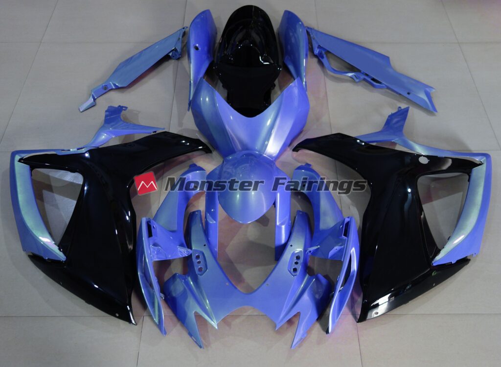 Suzuki GSXR 600 - 750 2006 - 2007 Light Blue and Black ABS fairings - custom motorcycle bodywork kit by Monster Fairings