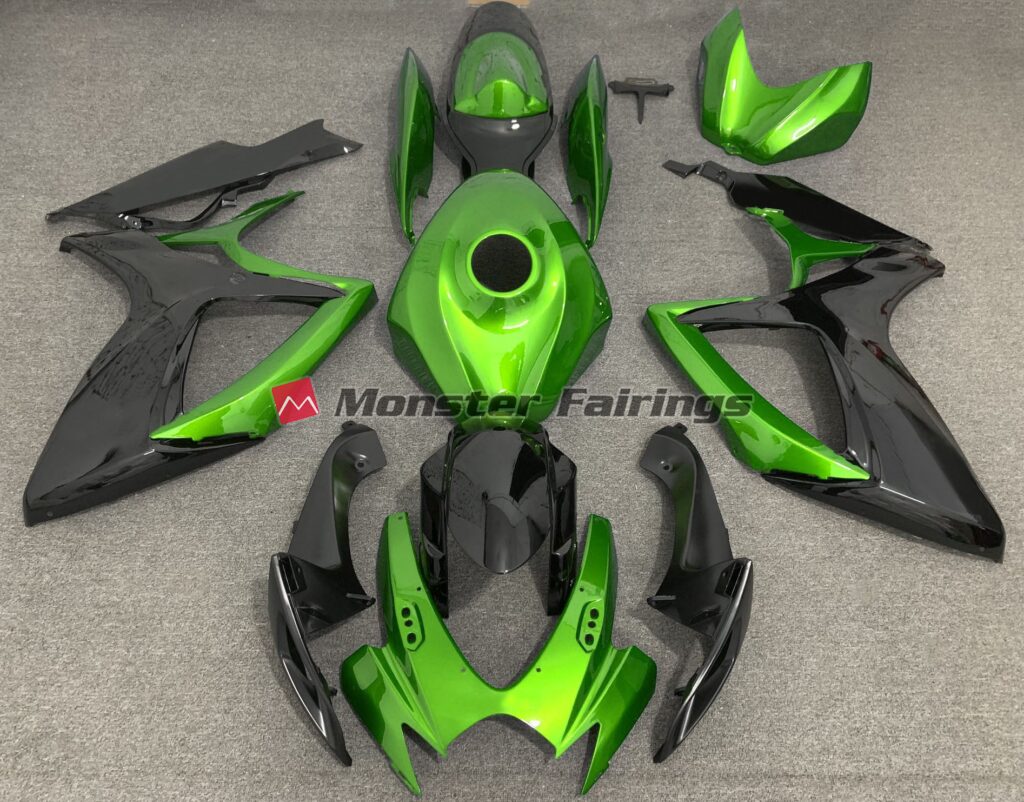Suzuki GSXR 600 - 750 2006 - 2007 Light Green and Black ABS fairings - custom motorcycle bodywork kit by Monster Fairings