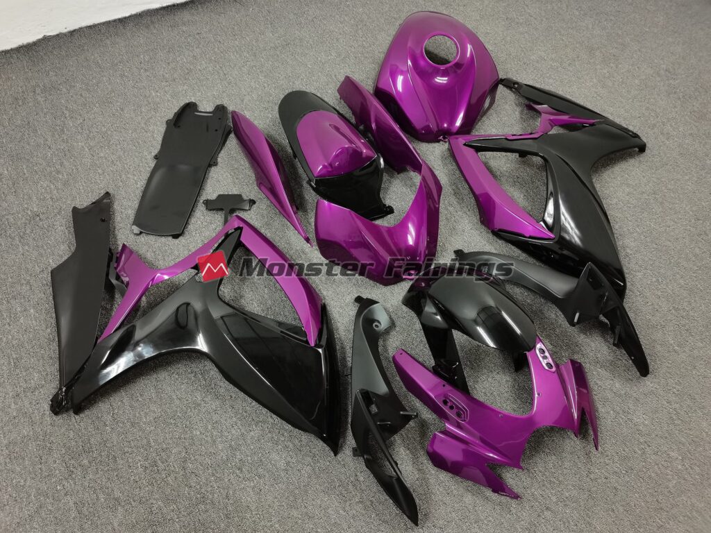 Suzuki GSXR custom ABS fairings 2006 - 2007 in Purple and Black - durable replacement kit, Monster Fairings