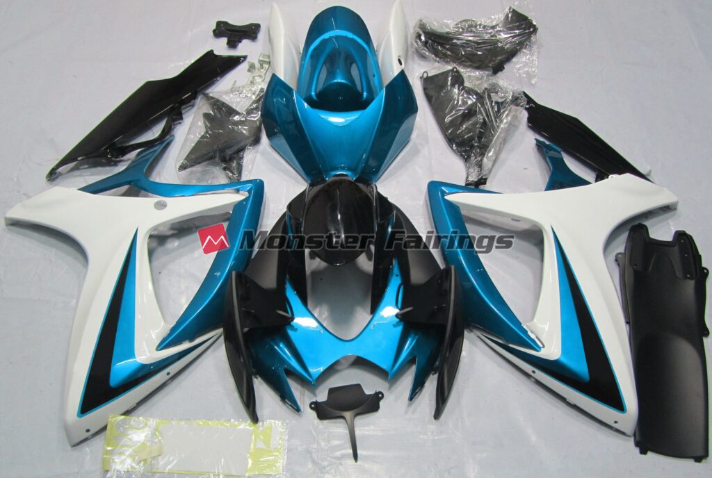 Suzuki GSXR 600 - 750 2006 - 2007 Light Blue with White ABS fairings - custom motorcycle bodywork kit by Monster Fairings