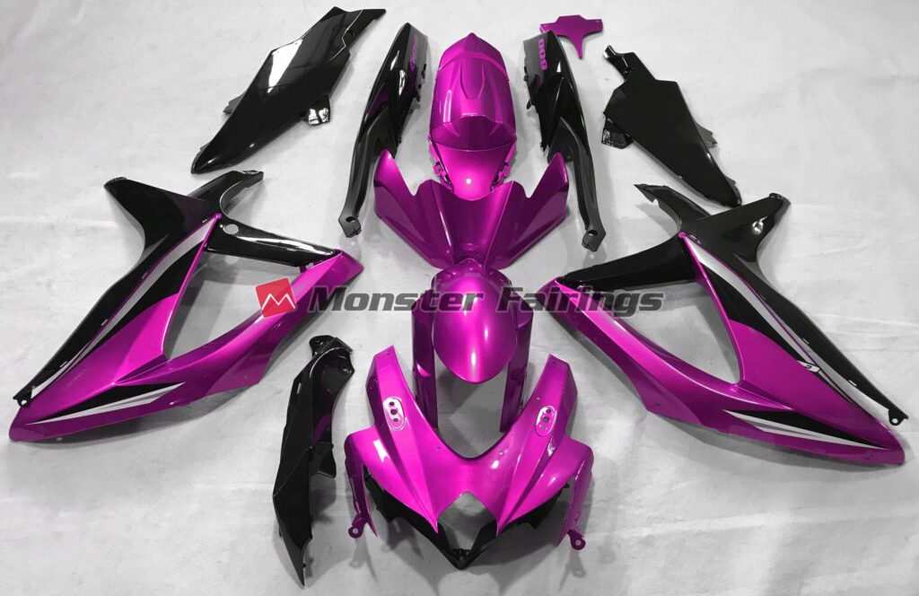 Suzuki GSXR 600 - 750 2008 - 2010 Gloss Pink ABS fairings - custom motorcycle bodywork kit by Monster Fairings