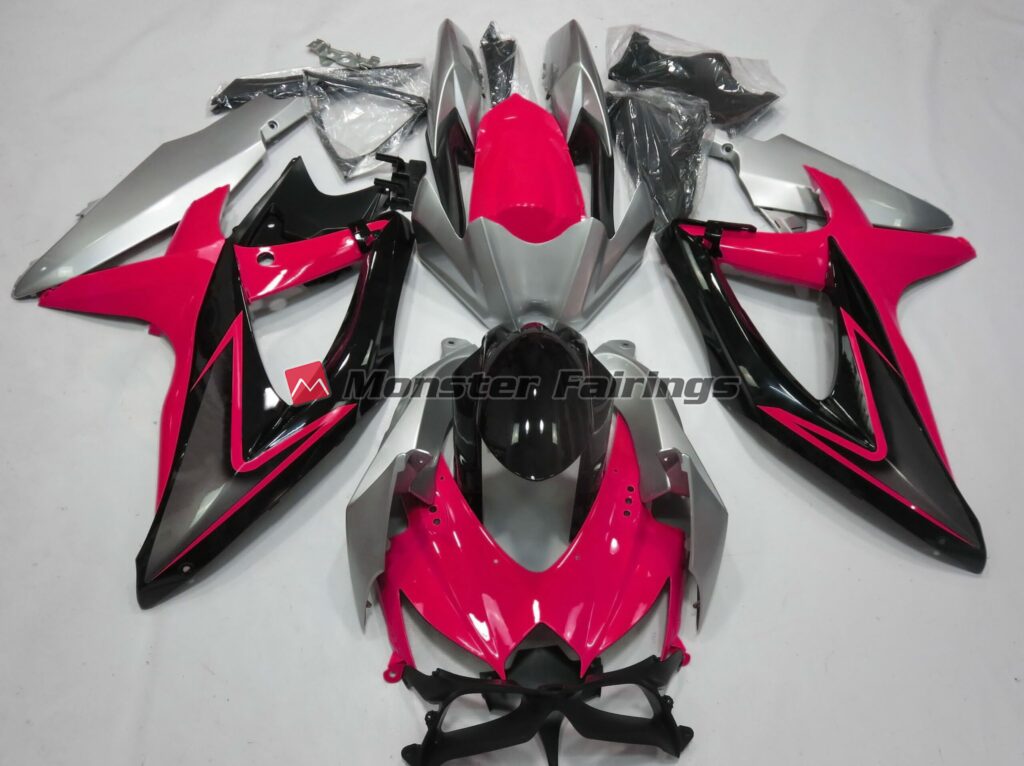 Suzuki GSXR 600 - 750 2008 - 2010 Red and Silver ABS fairings - custom motorcycle bodywork kit by Monster Fairings