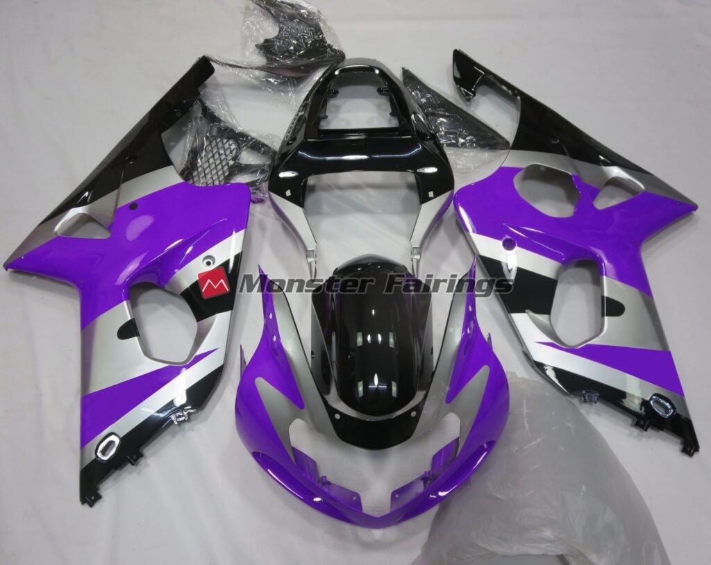 Suzuki GSXR 1000 2000 - 2002 Gloss Purple & Silver OEM ABS fairings - custom motorcycle bodywork kit by Monster Fairings