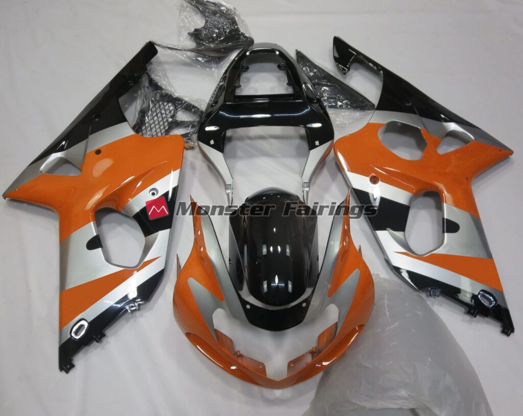 Suzuki GSXR 1000 2000 - 2002 Gloss Orange & Silver OEM ABS fairings - custom motorcycle bodywork kit by Monster Fairings