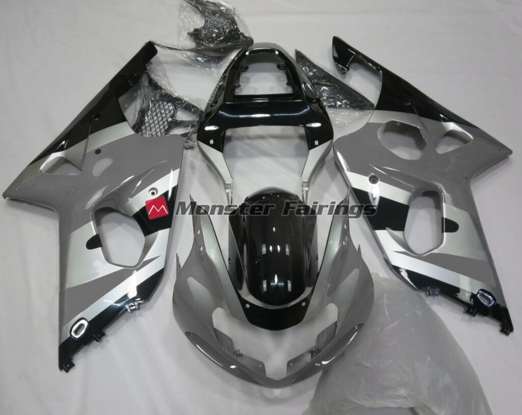 Suzuki GSXR 1000 2000 - 2002 Gloss Gray & Silver OEM ABS fairings - custom motorcycle bodywork kit by Monster Fairings
