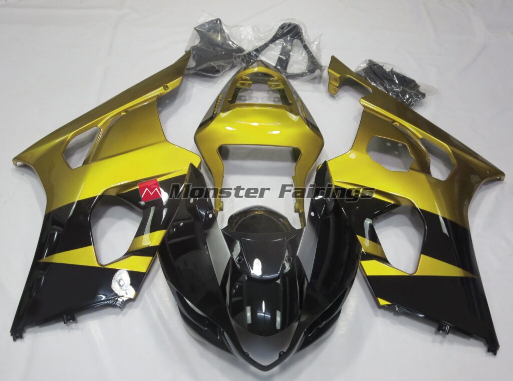 Suzuki GSXR 1000 2003 - 2004 Gloss Yellow with Black ABS fairings - custom motorcycle bodywork kit by Monster Fairings