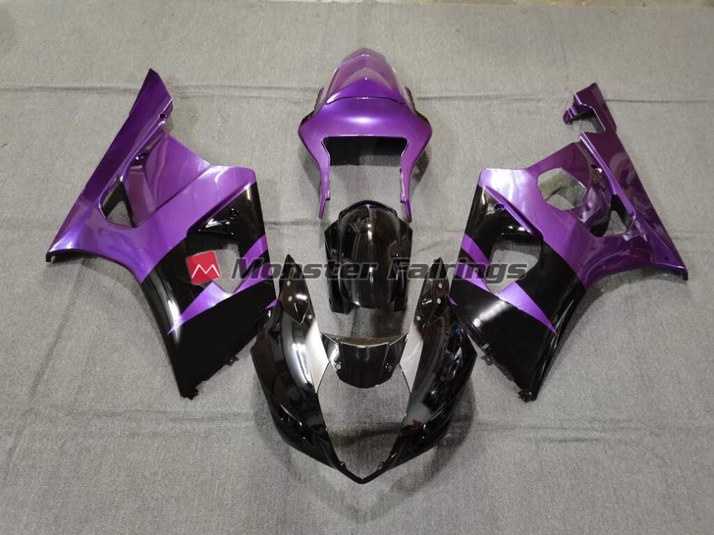 Suzuki GSXR 1000 2003 - 2004 Gloss Purple with Black ABS fairings - custom motorcycle bodywork kit by Monster Fairings