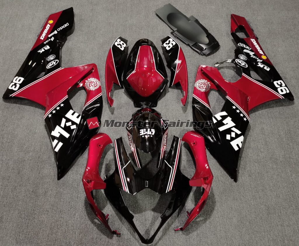 Suzuki GSXR 1000 2005 - 2006 Gloss Red & Black ABS fairings - custom motorcycle bodywork kit by Monster Fairings