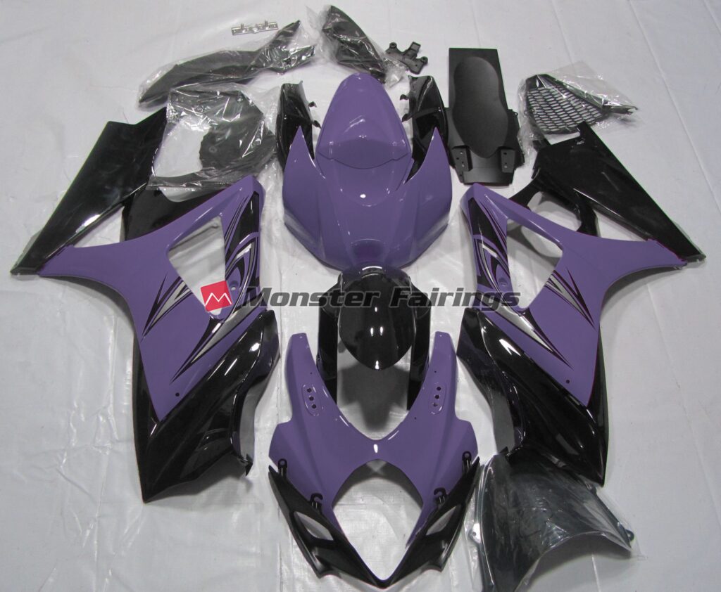 Suzuki GSXR 1000 2007 - 2008 Gloss Dark Purple & Black ABS fairings - custom motorcycle bodywork kit by Monster Fairings